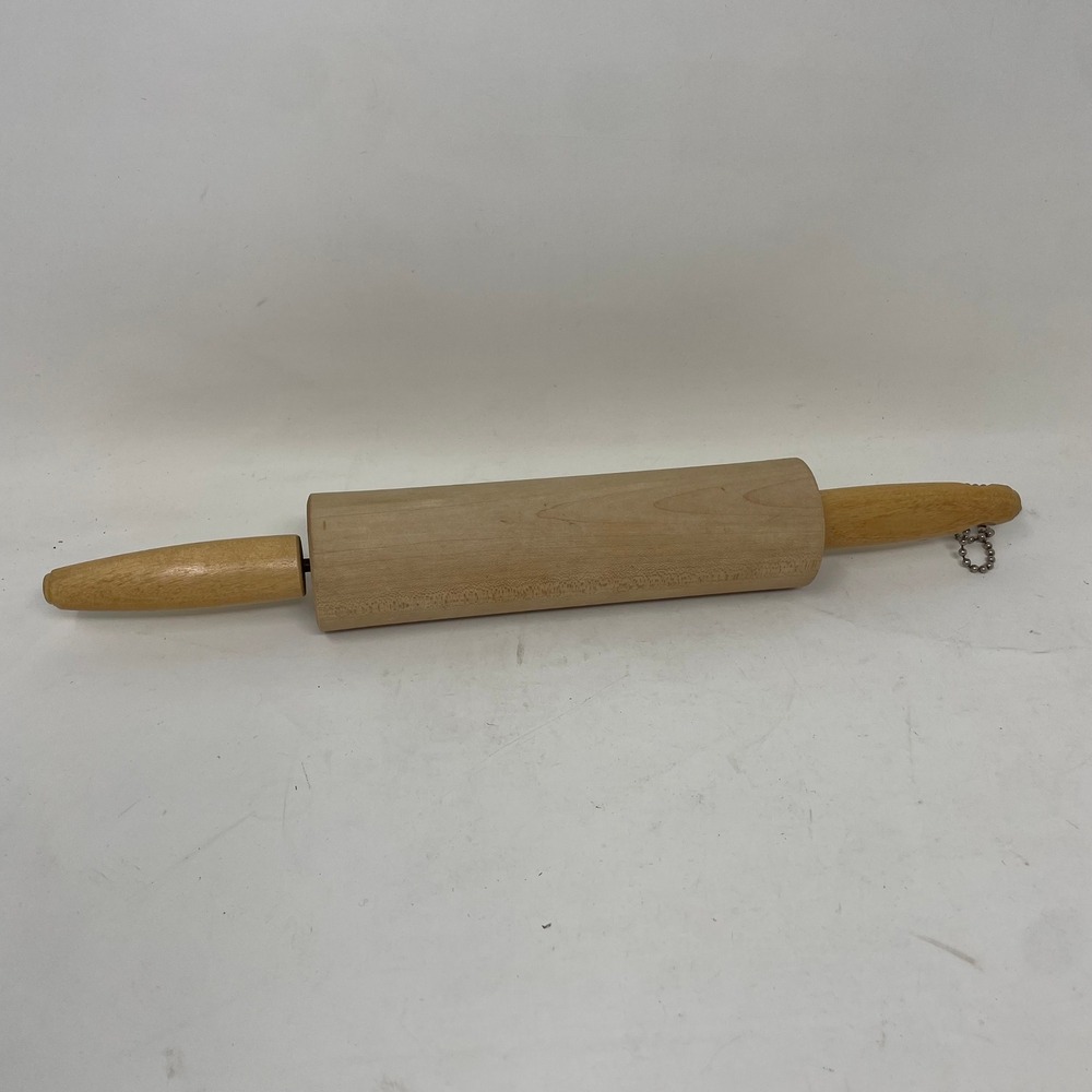 Vintage‎ Natural Wood Rolling Pin with Hanging Chain Traditional Baking Tool